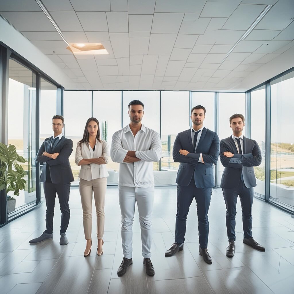 Une agence immobilière avec plusieurs agents 34724