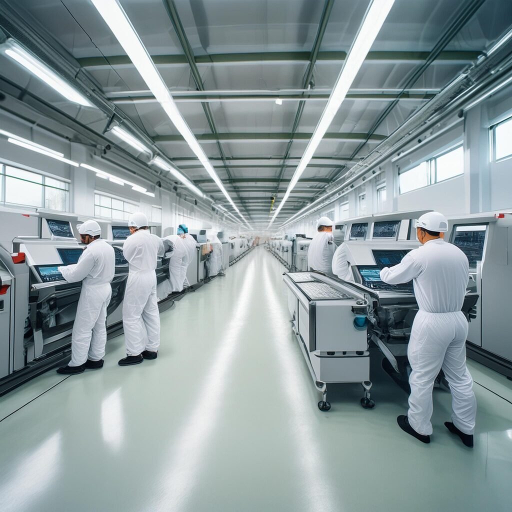 Une usine avec plusieurs employés au travail 34724